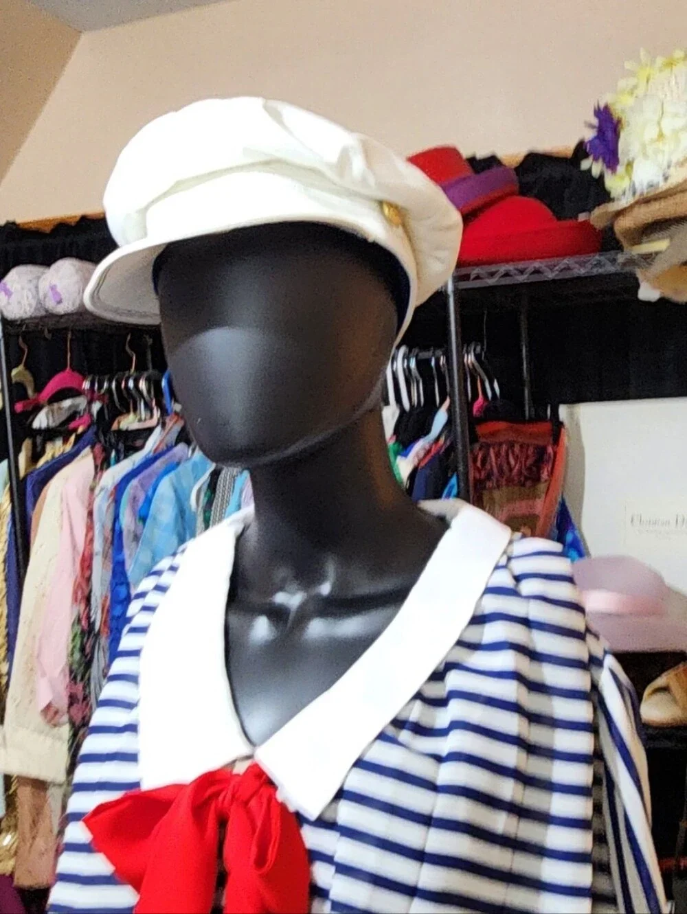 Vintage 80s BETMAR Cotton Sailor Captain Cap Cream Nautical Anchor Greek Fisher